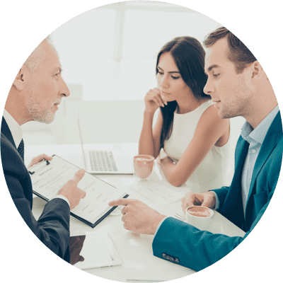 Image of a Business Development Representative talking with people