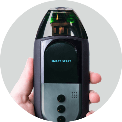 Image of a hand holding the Smart Start Ignition Interlock FLEX device